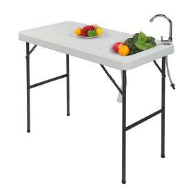 Folding Portable Fish Fillet & Hunting & Cutting Table with Sink Faucet