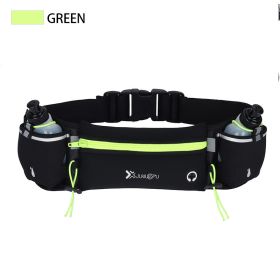 Adjustable Running Belt Fanny Pack With 2 Water Bottle Holder For Men And Women For Fitness Jogging Hiking Travel (Color: green)