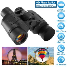 Portable HD Binoculars with FMC Lens Low Light Night Vision Telescope for Bird Watching Hunting Sports Events (Color: black)