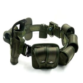 10-in11 Multifunctional Security Belts Gun Holster With Pouches Sets For Outdoor (Color: green)