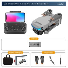 New Drone 4K Double Camera HD XT9 WIFI FPV Obstacle Avoidance Drone Optical Flow Me Four-axis Aircraft RC Helicopter With Camera (Color: Grey 4K 1B Cam)