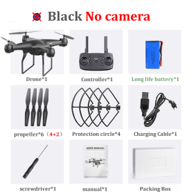 H12 RC Drone FPV Quadcopter UAV with ESC Camera 4K Profesional Wide-Angle Aerial Photography Long Life Remote Control Helicopter (Color: No camera Black)