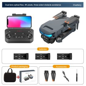 New Drone 4K Double Camera HD XT9 WIFI FPV Obstacle Avoidance Drone Optical Flow Me Four-axis Aircraft RC Helicopter With Camera (Color: Black 4K 3B Cam)