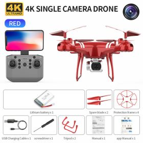 RC Drone Double 4K Wifi FPV HD Camera KY101 Drone Altitude Hold Gesture Mode Long Flying time RC Quadcopter Drone Toys For Boy (Color: Red 4K 1B)