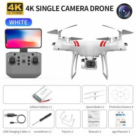 RC Drone Double 4K Wifi FPV HD Camera KY101 Drone Altitude Hold Gesture Mode Long Flying time RC Quadcopter Drone Toys For Boy (Color: White 4K 1B)