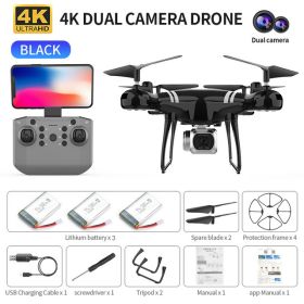 RC Drone Double 4K Wifi FPV HD Camera KY101 Drone Altitude Hold Gesture Mode Long Flying time RC Quadcopter Drone Toys For Boy (Color: Black 4K MAX 3B)