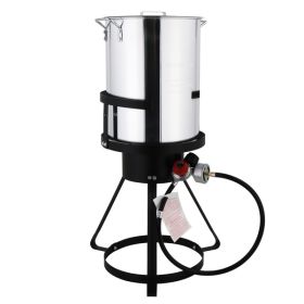 13*32in Iron Aluminum Black Round Tripod Stove Rack Silver Fryer Gas Fryer (Color: As Picture)