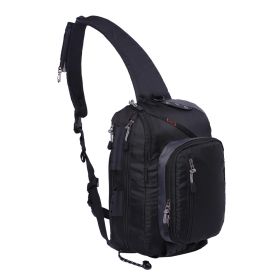 Fly Fishing Sling Packs Fishing Tackle Storage Shoulder Bag (Color: black)