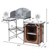 Foldable Outdoor BBQ Portable Grilling Table with Windscreen Bag