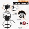 13*32in Iron Aluminum Black Round Tripod Stove Rack Silver Fryer Gas Fryer